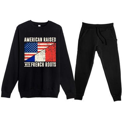 Flag American French Roots French American Funny Premium Crewneck Sweatsuit Set