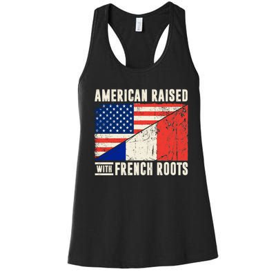 Flag American French Roots French American Funny Women's Racerback Tank