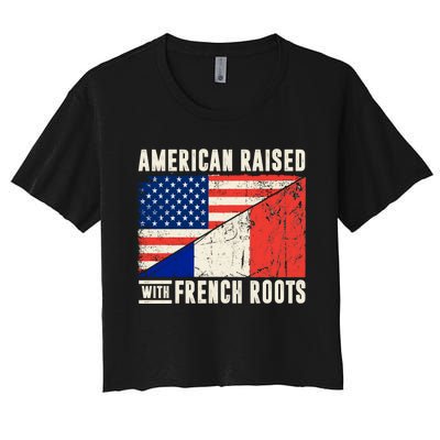 Flag American French Roots French American Funny Women's Crop Top Tee