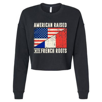 Flag American French Roots French American Funny Cropped Pullover Crew