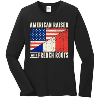 Flag American French Roots French American Funny Ladies Long Sleeve Shirt