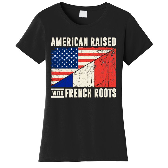 Flag American French Roots French American Funny Women's T-Shirt