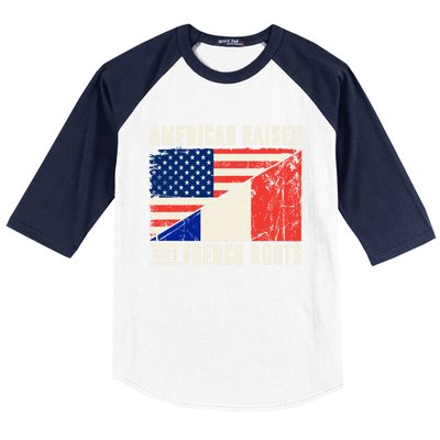 Flag American French Roots French American Funny Baseball Sleeve Shirt