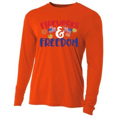 Fireworks And Freedom Fourth Of July Cool Gift Cooling Performance Long Sleeve Crew