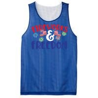 Fireworks And Freedom Fourth Of July Cool Gift Mesh Reversible Basketball Jersey Tank