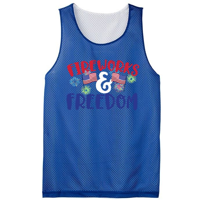 Fireworks And Freedom Fourth Of July Cool Gift Mesh Reversible Basketball Jersey Tank