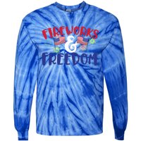 Fireworks And Freedom Fourth Of July Cool Gift Tie-Dye Long Sleeve Shirt