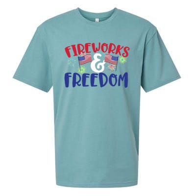 Fireworks And Freedom Fourth Of July Cool Gift Sueded Cloud Jersey T-Shirt