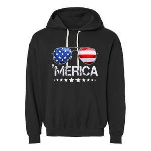 Funny American Flag Patriotic Fourth Garment-Dyed Fleece Hoodie