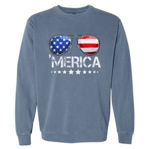 Funny American Flag Patriotic Fourth Garment-Dyed Sweatshirt