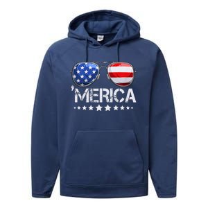 Funny American Flag Patriotic Fourth Performance Fleece Hoodie