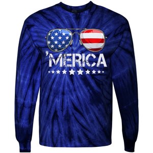 Funny American Flag Patriotic Fourth Tie-Dye Long Sleeve Shirt