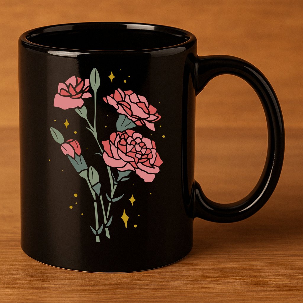 Flower Art 11oz C Handle Ceramic Mug