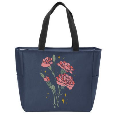 Flower Art Zip Tote Bag