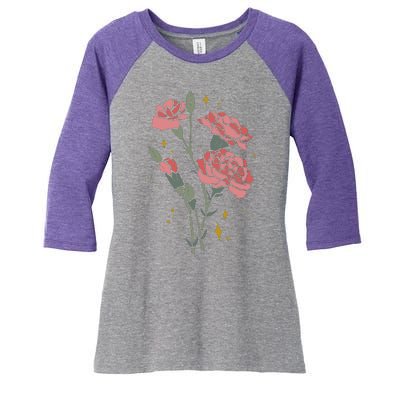 Flower Art Women's Tri-Blend 3/4-Sleeve Raglan Shirt