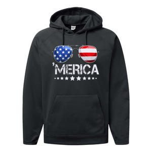 Funny American Flag Patriotic Fourth Performance Fleece Hoodie