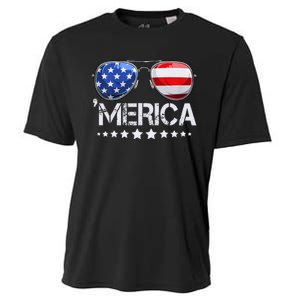 Funny American Flag Patriotic Fourth Cooling Performance Crew T-Shirt