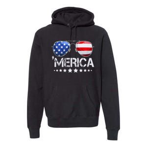 Funny American Flag Patriotic Fourth Premium Hoodie