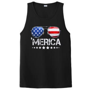 Funny American Flag Patriotic Fourth PosiCharge Competitor Tank