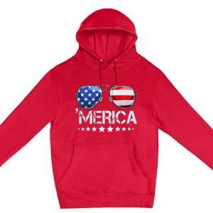 Funny American Flag Patriotic Fourth Premium Pullover Hoodie