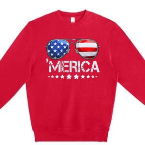 Funny American Flag Patriotic Fourth Premium Crewneck Sweatshirt