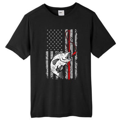 Fishing American Flag Vintage Usa Bass Fisher Gift Tall Fusion ChromaSoft Performance T-Shirt