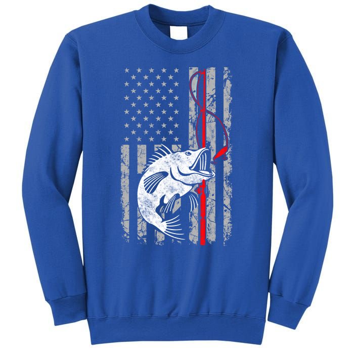 Fishing American Flag Vintage Usa Bass Fisher Gift Sweatshirt