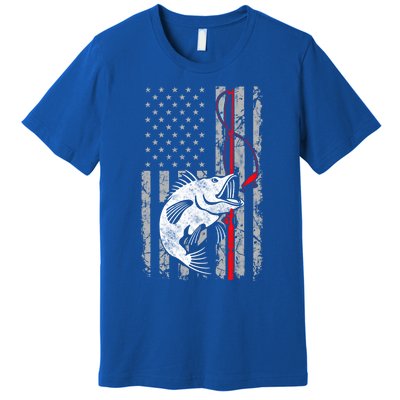 Fishing American Flag Vintage Usa Bass Fisher Gift Premium T-Shirt