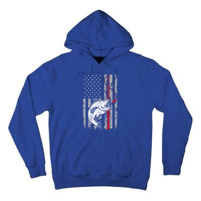 Fishing American Flag Vintage Usa Bass Fisher Gift Tall Hoodie