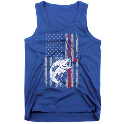 Fishing American Flag Vintage Usa Bass Fisher Gift Tank Top