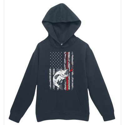 Fishing American Flag Vintage Usa Bass Fisher Gift Urban Pullover Hoodie