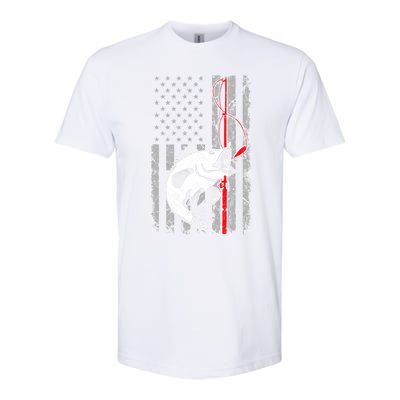 Fishing American Flag Vintage Usa Bass Fisher Gift Softstyle CVC T-Shirt