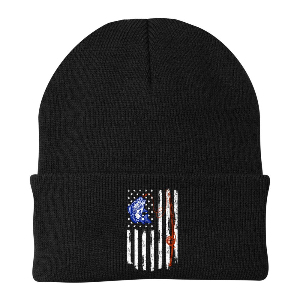 Fishing American Flag 4th Of July Usa Patriotic Fish Lover Gift Beanie