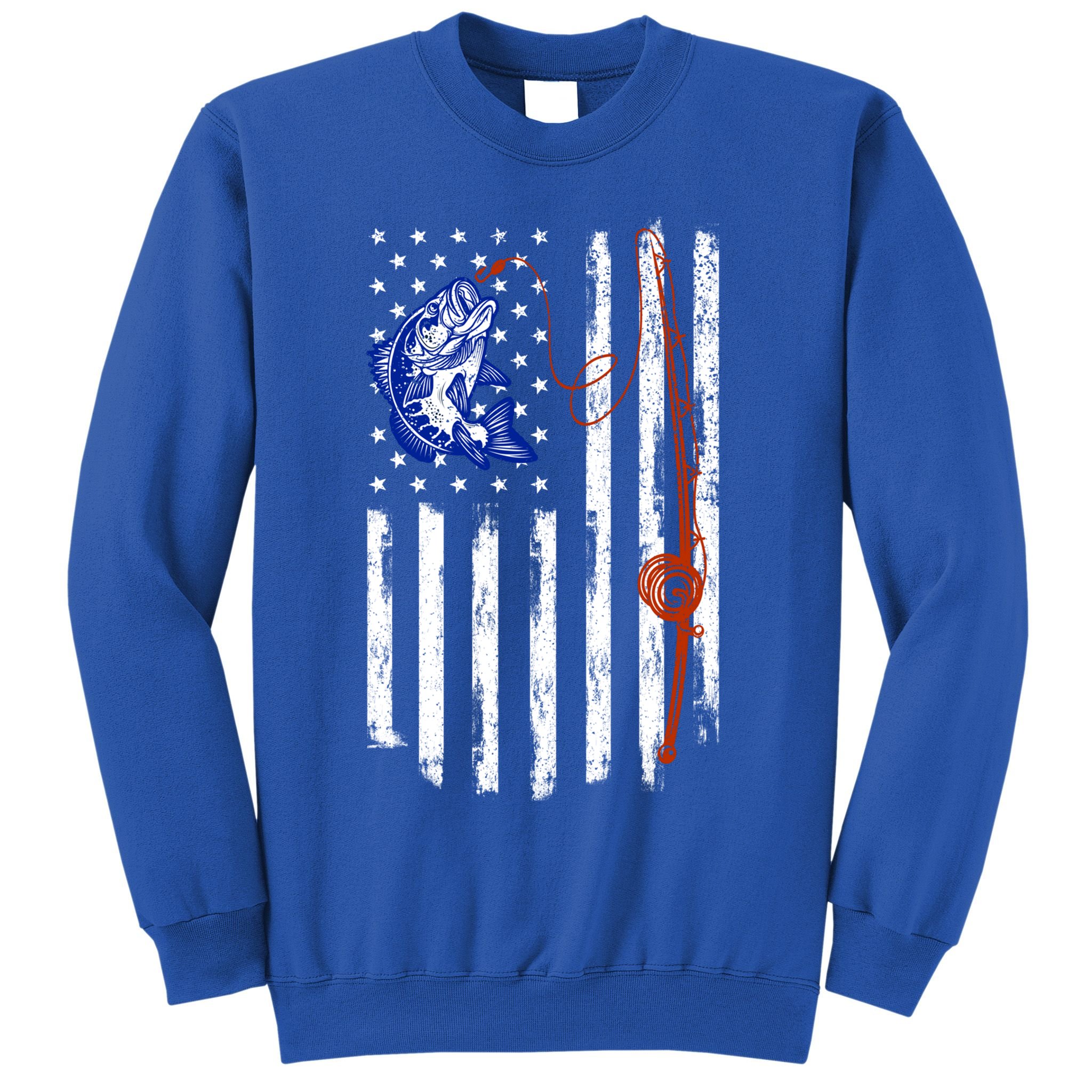 Fishing American Flag 4th Of July Usa Patriotic Fish Lover Gift Sweatshirt