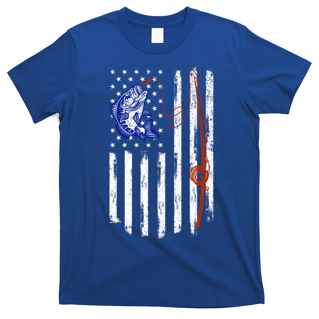 Fishing American Flag 4th Of July Usa Patriotic Fish Lover Gift T-Shirt
