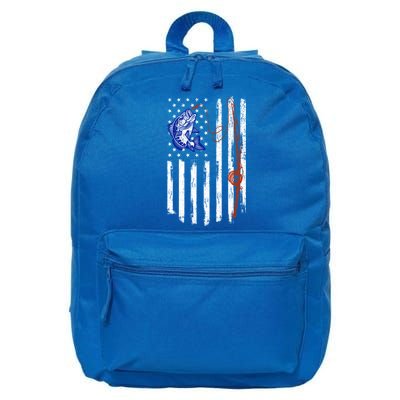 Fishing American Flag 4th Of July Usa Patriotic Fish Lover Gift 16 in Basic Backpack