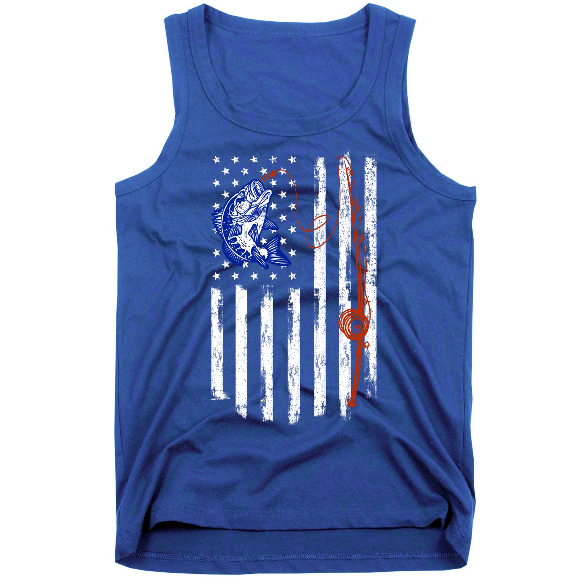 Fishing American Flag 4th Of July Usa Patriotic Fish Lover Gift Tank Top