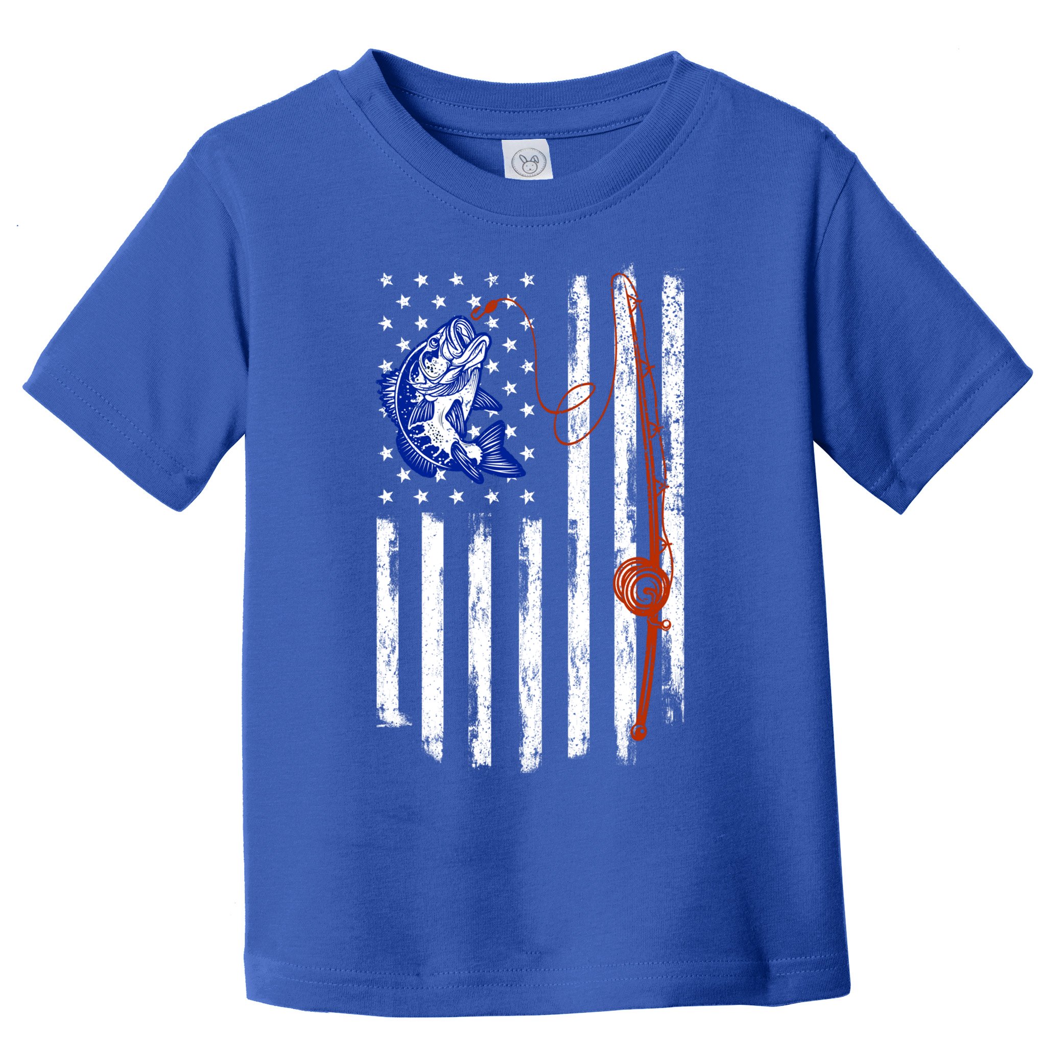 Fishing American Flag 4th Of July Usa Patriotic Fish Lover Gift Toddler T-Shirt
