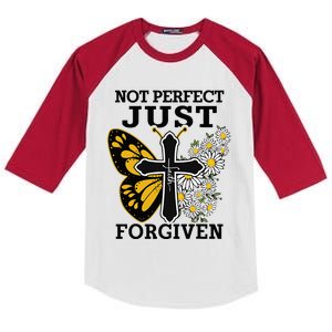 Forgiven and Funny Christian  for Jesus Lovers Kids Colorblock Raglan Jersey