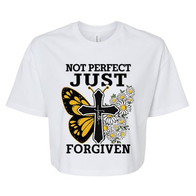 Forgiven and Funny Christian  for Jesus Lovers Bella+Canvas Jersey Crop Tee