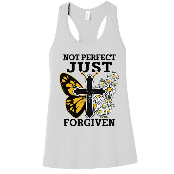 Forgiven and Funny Christian  for Jesus Lovers Women's Racerback Tank