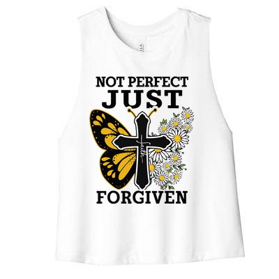 Forgiven and Funny Christian  for Jesus Lovers Women's Racerback Cropped Tank