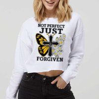 Forgiven and Funny Christian  for Jesus Lovers Cropped Pullover Crew
