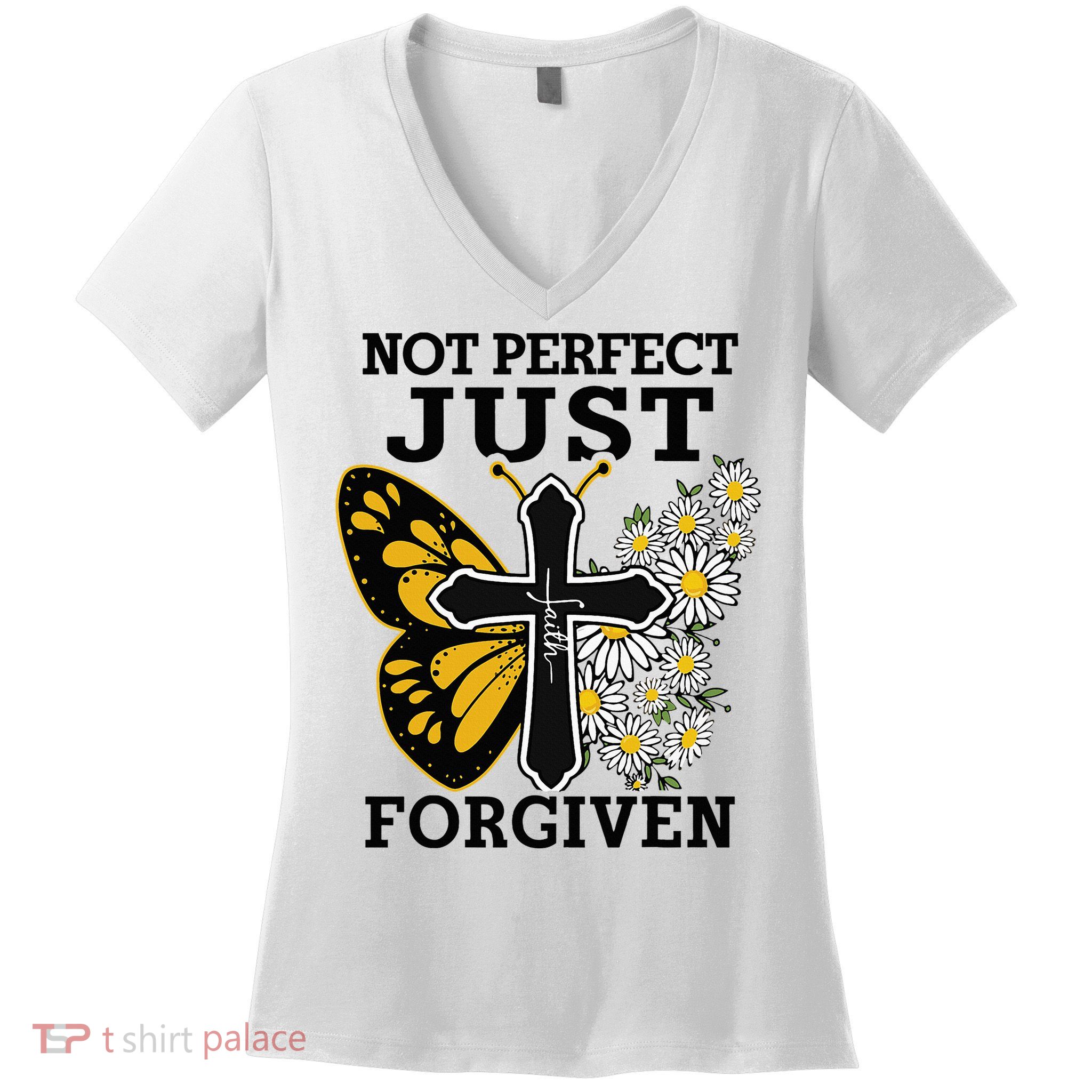 Forgiven and Funny Christian  for Jesus Lovers Women's V-Neck T-Shirt