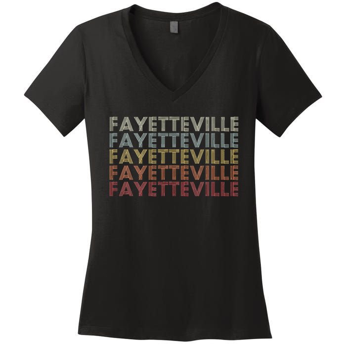 Fayetteville Arkansas Fayetteville Ar Retro Vintage Text Women's V-Neck T-Shirt