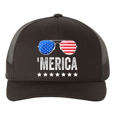 Funny American Flag Patriotic Fourth Yupoong Adult 5-Panel Trucker Hat