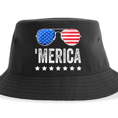 Funny American Flag Patriotic Fourth Sustainable Bucket Hat