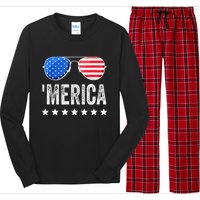 Funny American Flag Patriotic Fourth Long Sleeve Pajama Set