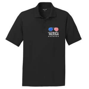 Funny American Flag Patriotic Fourth PosiCharge RacerMesh Polo