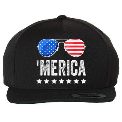 Funny American Flag Patriotic Fourth Wool Snapback Cap